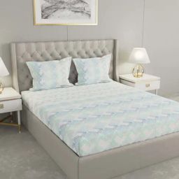 Raymond Home Festive Blue 160 TC Cotton King Bedsheet with 2 Pillow Covers-picture-11