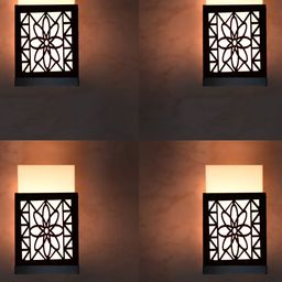 Gojeeva Black & White 4 Pieces Textured Contemporary Wooden Rectangle Shaped Wall Lamp-image-88