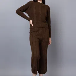 KVETOO Woolen High Neck Sweater With Trousers Co-Ords-image-13