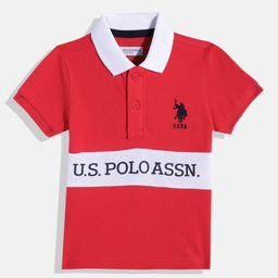 U.S. Polo Assn. Kids Boys Brand Logo Printed Colourblocked Polo Collar Pure Cotton T-shirt-image-38
