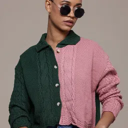 The Roadster Lifestyle Co. Colourblocked Cable Knit Cardigan-picture-43