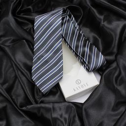 KOVOVE Men Black & White Striped Broad Tie-picture-23