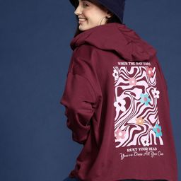 Mast & Harbour Women Printed Hooded Sweatshirt-image-49