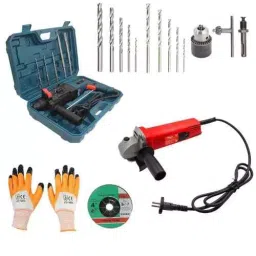 Hillgrove HGCM372M1 1200 W 26 mm Hammer Impact Drill Machine, 850 W Angle Grinder s Combo, HGCM664-11