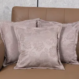 Saral Home Beige Set of 3 Floral Square Cushion Covers-14