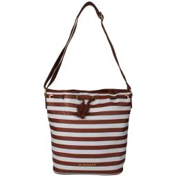 Giordano Interim Brown & White Cut Work Medium Bucket Shoulder Handbag-image-12