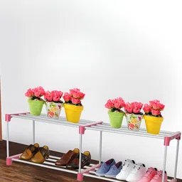 Decent Hut Pink 4 Shelves Portable Shoe Rack-32