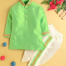 Jeetethnics Boys Mandarin Collar Silk Cotton Kurta with Dhoti Pant-image-71