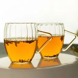 Aura Transparent Textured Borosilicate Glass Glossy Cups Set of Cups and Mugs-28