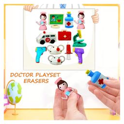 FunBlast Doctor Playset Erasers Pack of 12 - Multicolour-picture-10