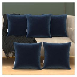 MY ARMOR Micro Fibre 16 x 16 inch Square Pillow with Velvet Cover Pack of 5 - Navy Blue-17