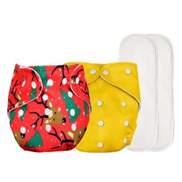 Deedry Cloth Reusable Diapers With Insert Pack of 2 - Yellow & Red-18
