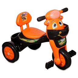 FUNRISE TOYS AND RIDEON Baby Tricycle with Musical Horn and led Lights with 2 Baskets Comfortable Seat and Back Rest Smooth Wheels- 711 New Orange-3