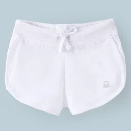 UCB Cotton Knit Knee Length Shorts with Sequin Logo Detailing - White-picture-16