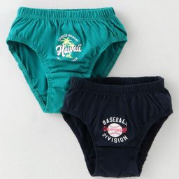 Revvo Junior Cotton Text Printed Panties Pack of 2 - Dark Green & Navy Blue-image-57