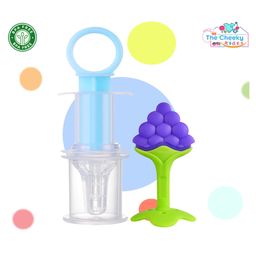 The Cheeky Kidzz Baby Soft Silicone Fruit Shaped Teether and Multi-Functional Smart Medicine Dropper Teether with Protective Travel Case (PURPLE)-13