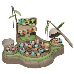 Azhari Dinosaur Fishing Game Toy Pole and Rod Fish Board Rotating with Music for kids Color Design May Vary-18