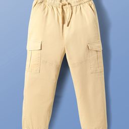 Pine Kids Cotton Woven Full LengthSolid Color Trouser with Pocket - Beige-picture-1
