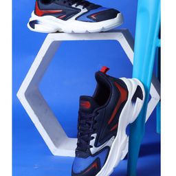 ABROS Colour Blocked Lace Up Shoes - Navy Blue & Red-image-50