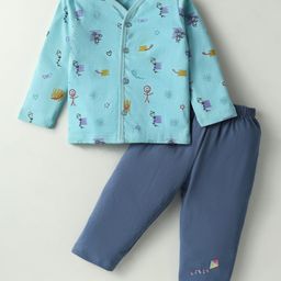 Tango Single Jersey Knit Full Sleeves Night Suit with Kite Print - Light Blue-image-15