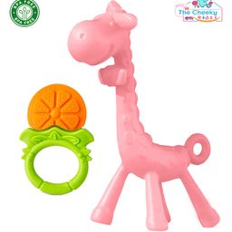 The Cheeky Kidzz Baby Silicone Giraffe Teether with Fruit Shape Attractive Design Chewable Teether Hygienic Colorful Toy for Teething Pain Relief for Newborns BPA Free (PINK)-image-34