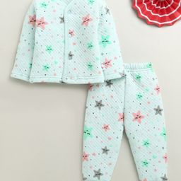BUMZEE Knit Full Sleeves Star & Hearts Printed Coordinating Tee & Joggers Set - Mint Green-picture-36