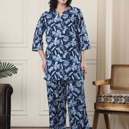 Indreams Women Floral Printed Pure Cotton Night suit-image-34