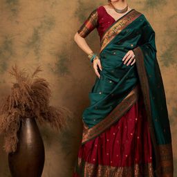 Maroosh Woven Design Zari Semi-Stitched Lehenga & Unstitched Blouse With Dupatta-image-11