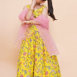 Modish Couture Girls Embellished Pure Cotton Ready to Wear Lehenga & Blouse With Dupatta-picture-13