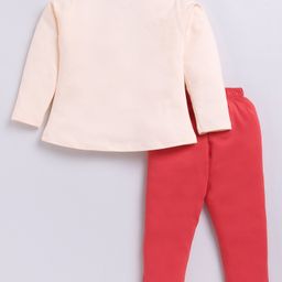 Nottie Planet Cotton Full Sleeves The Magic Is In You Text Printed Tee With Pant Set - Red image 3