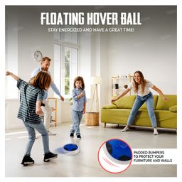 Fiddlerz Hover Ball Toy Indoor Floating Soccer with Soft Foam Bumper LED Lights Air Power Football Game for Kids Safe Fun Sport Play on Wooden Tile Floor Carpet Gift for Boys Girls (Blue) image 2