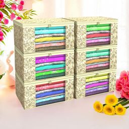 Kuber Industries Cream-Coloured Set of 6 Regular Drawer Organiser Organisers-33