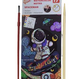 Asera Water book plus scratch book 2 in 1 (8 pages scratch book + 8 pages color book + dry color palate + 1 scratch tool + 1 Brush) Birthday Return Gift (Space 12 Pcs) image 3
