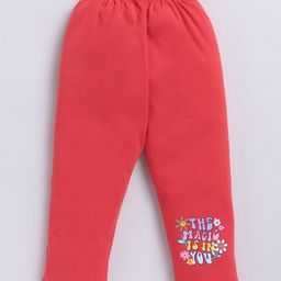 Nottie Planet Cotton Full Sleeves The Magic Is In You Text Printed Tee With Pant Set - Red image 5