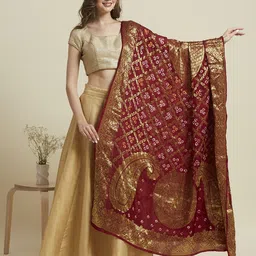 Dupatta Bazaar Paisley Woven Design Zari Dupatta-picture-12