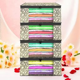 Kuber Industries Black Set of 4 Regular Drawer Organiser Organisers-7