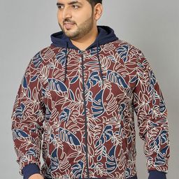 AUSTIVO Men Plus Size Floral Printed Hooded Sweatshirt-picture-16