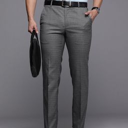 Raymond Men Checked Slim Fit Trousers-image-70