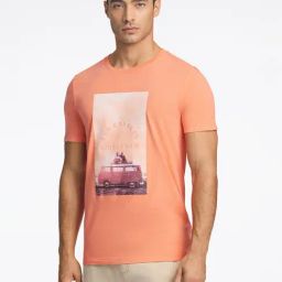 Lindbergh Orange Regular Fit Printed T-Shirt-image-87