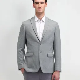 Arrow Grey Slim Fit Self Pattern Blazer-image-91