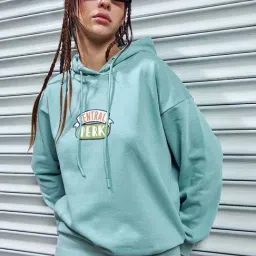 Bewakoof Green Loose Fit Printed Hooded Sweatshirt-picture-17