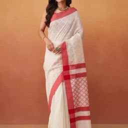 Fabindia Natural Cotton Silk Blend Printed Sari-picture-30