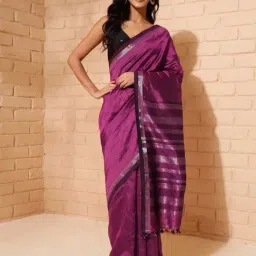 Fabindia Wine Silk Blend Woven Sari-image-33