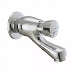 PLUMBER Wall Mounted Chrome Finish Bib Cock Auto Close Tab, AC-8102-24