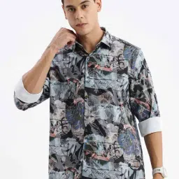Showoff Multi Slim Fit Abstract Shirt-image-20