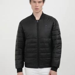 Tommy Hilfiger Black Regular Fit Quilted Bomber Jacket-27