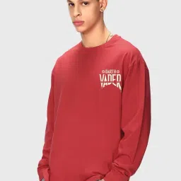 Bewakoof Red Cotton Loose Fit Printed T-Shirt-picture-3