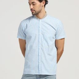 Lela Blue Regular Fit Checks Shirt-image-49