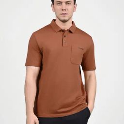 Skechers Orange Cotton Regular Fit Polo T-Shirt-image-10