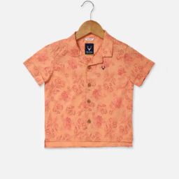 Allen Solly Junior Peach Cotton Floral Print Shirt-image-40